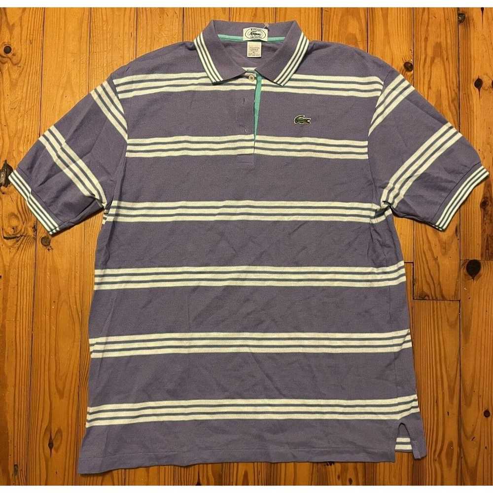 Vintage IZOD Lacoste Striped Polo Shirt XL White … - image 1