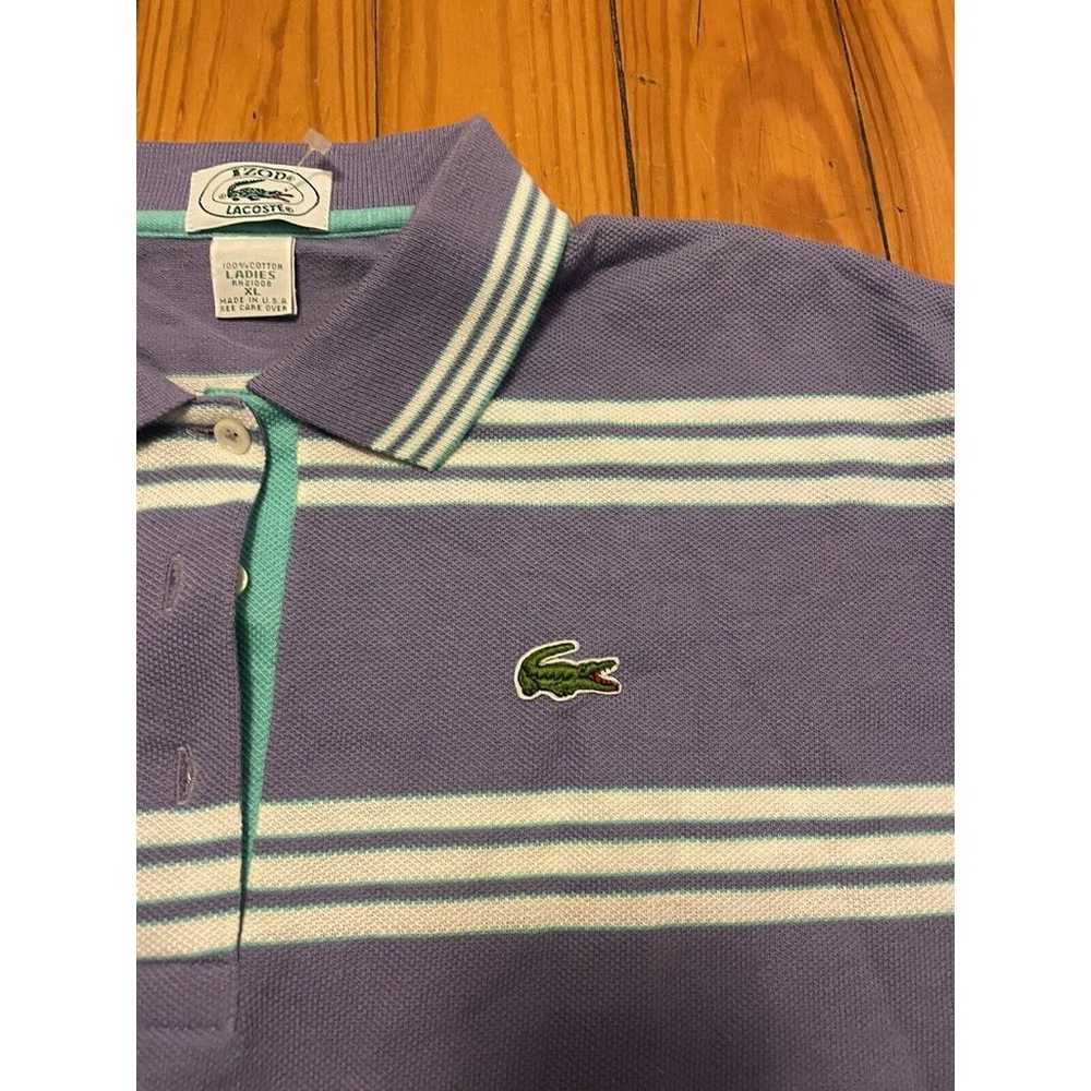 Vintage IZOD Lacoste Striped Polo Shirt XL White … - image 3