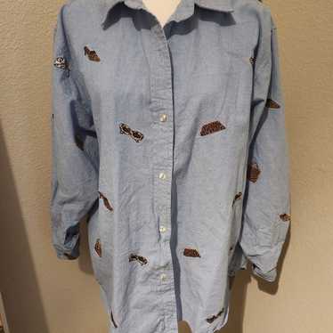 Casey Coleman Embroidered Blue Button Down