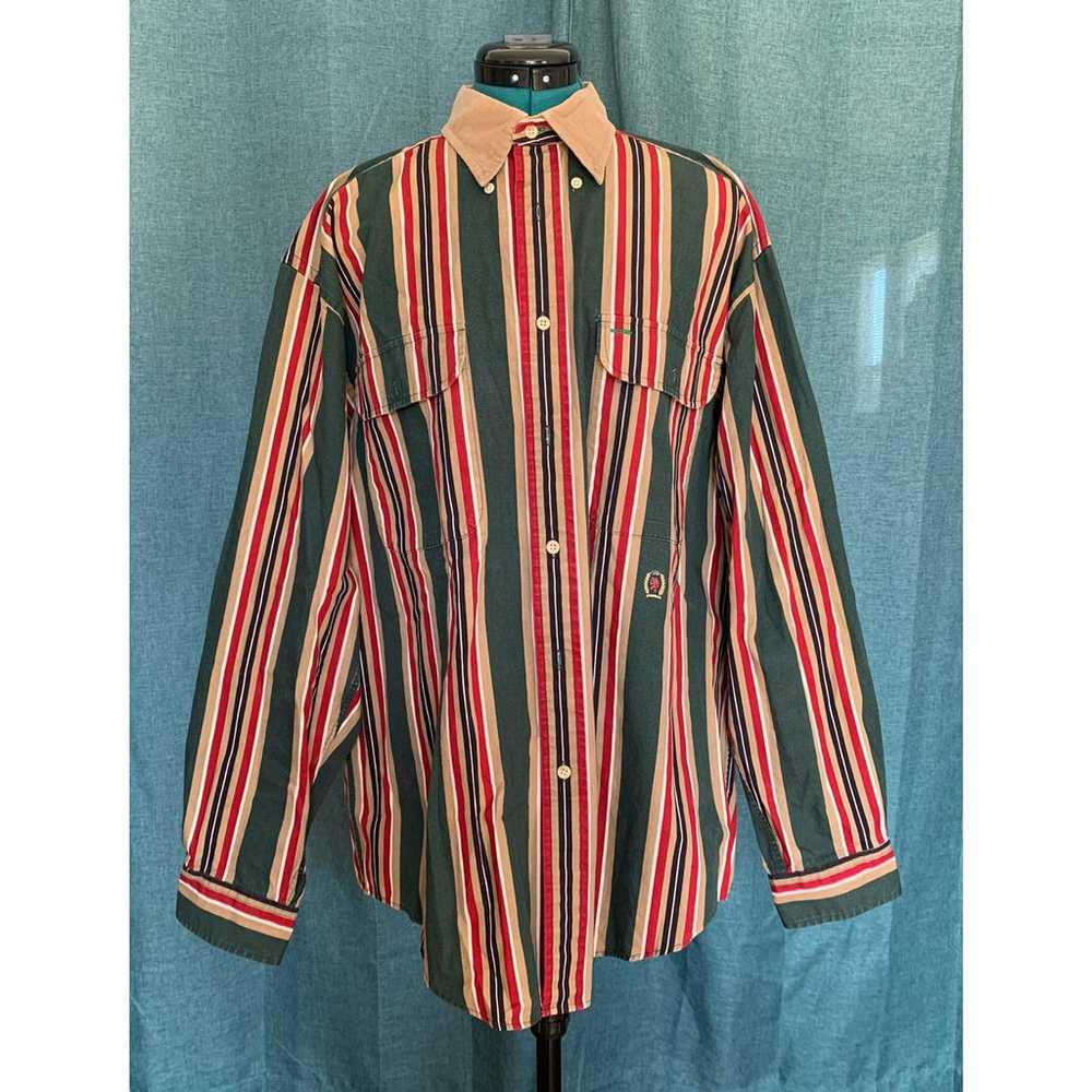 Unique Vintage Striped Tommy Hilfiger Button Down… - image 1