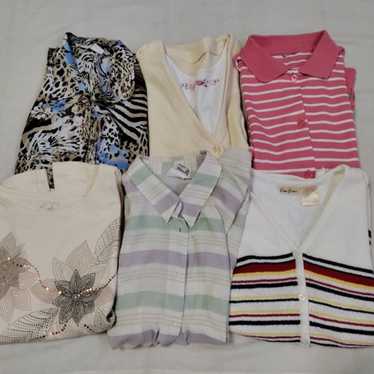 Woman's Top Lot XL 16 Shirts Blouses Striped Plai… - image 1