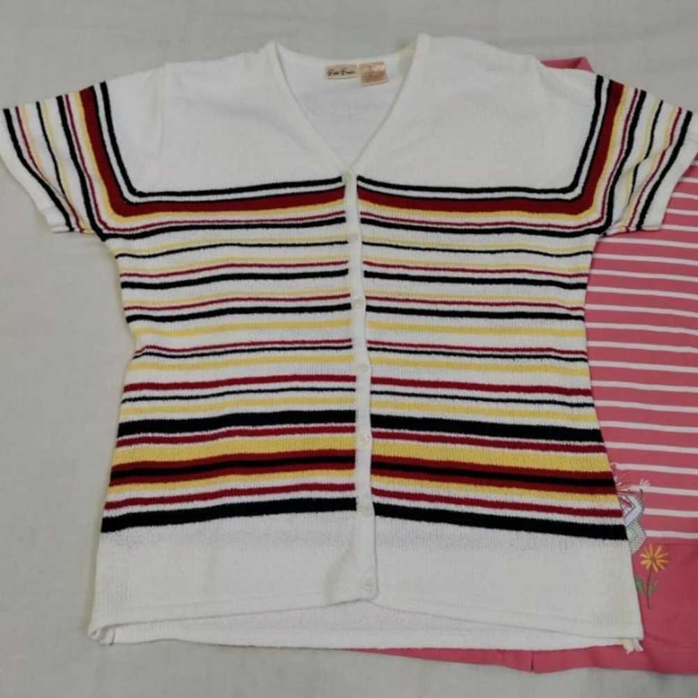 Woman's Top Lot XL 16 Shirts Blouses Striped Plai… - image 7