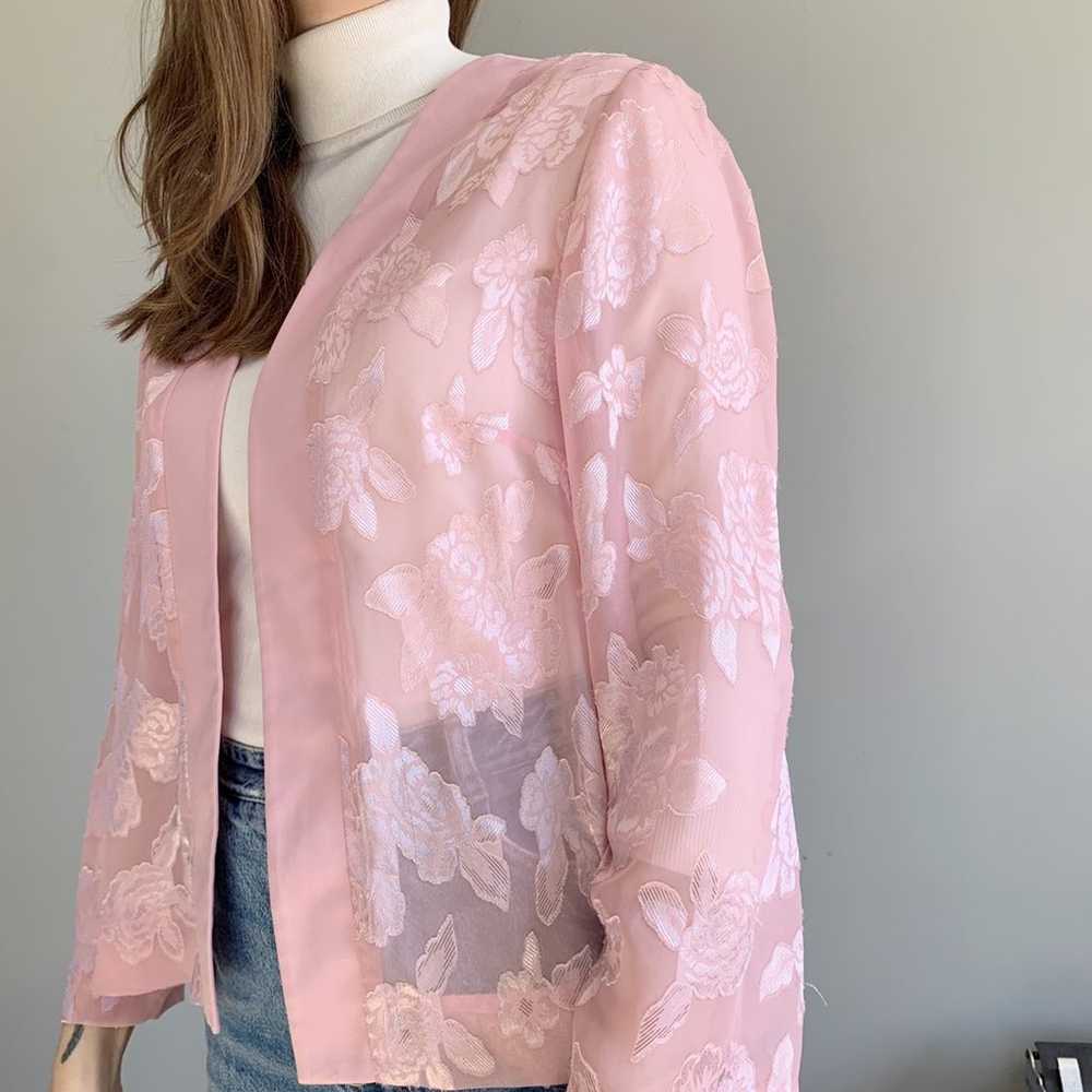 Diane Roberts vintage 80s light pink sheer floral… - image 5