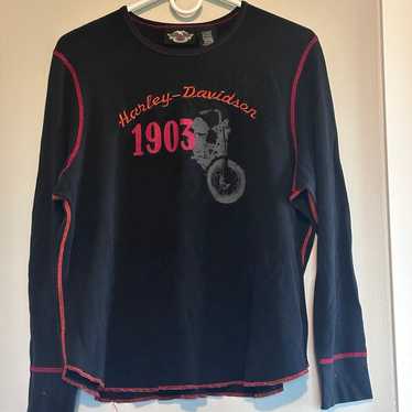 Harley Davidson Vintage Thermal Long Sleeve Shirt… - image 1