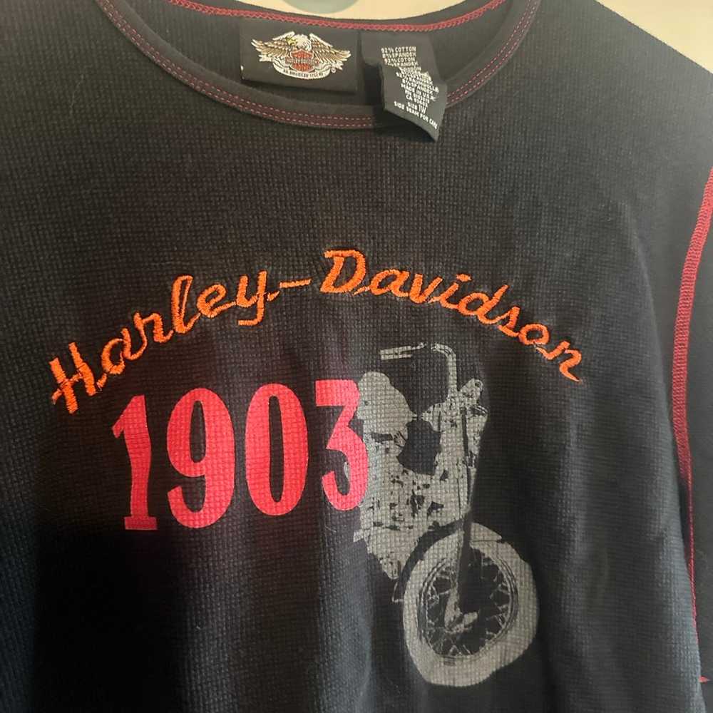 Harley Davidson Vintage Thermal Long Sleeve Shirt… - image 3