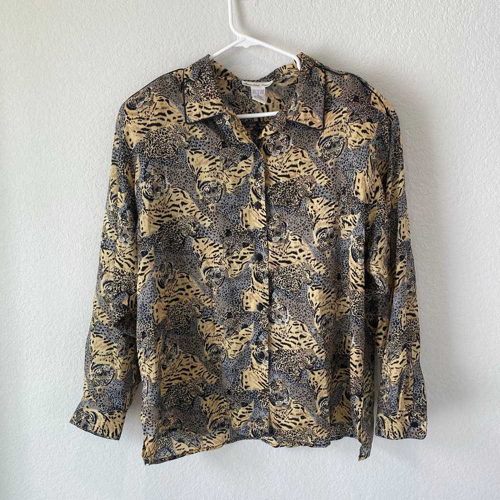 Anna & Frank Vintage 100% Silk Tiger & Leopard Pr… - image 1