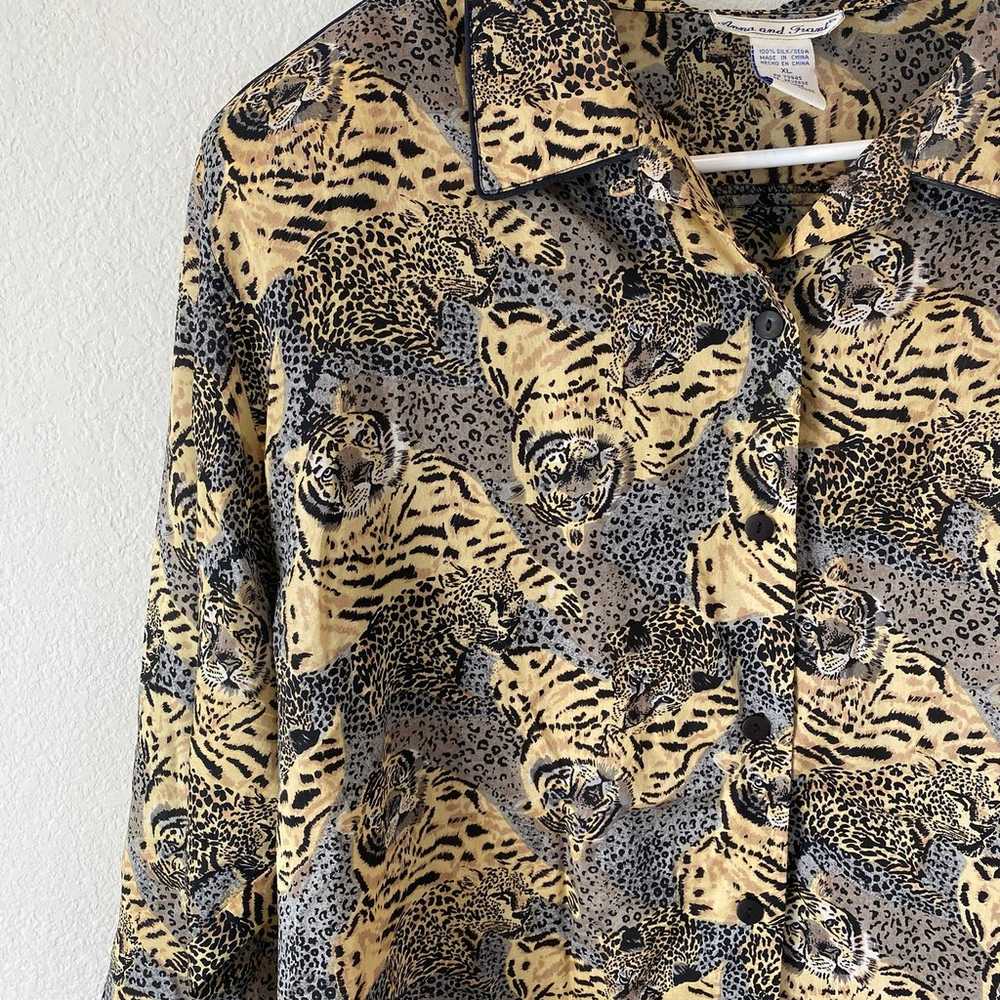 Anna & Frank Vintage 100% Silk Tiger & Leopard Pr… - image 2