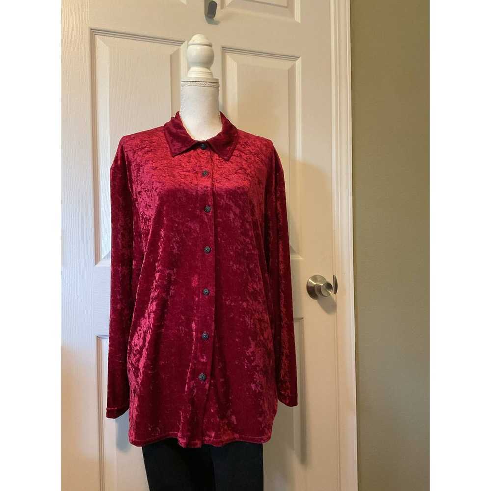 Teddi red crushed velvet X-Large women’s blouse #… - image 2