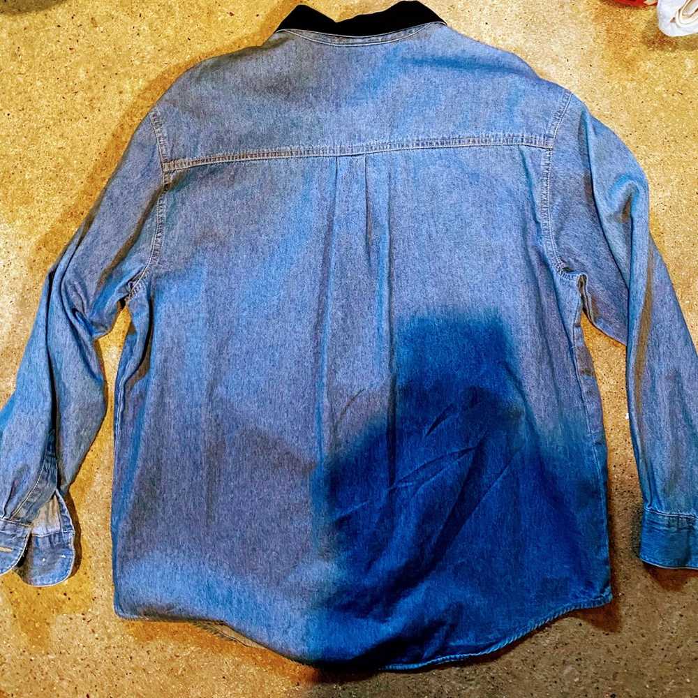 VTG Bill Blass Jeans Shirt Blue Denim Velvet Coll… - image 3