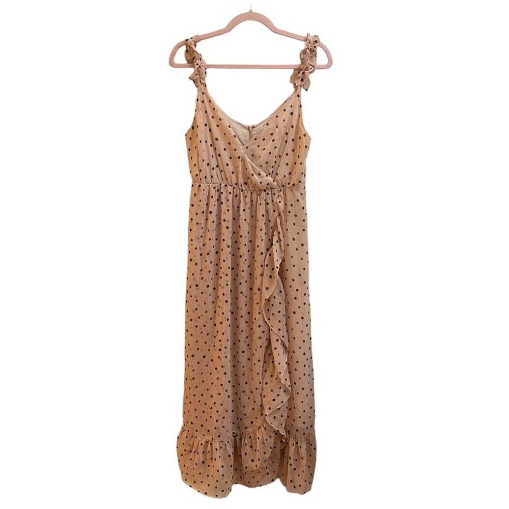 Madewell Ruffle Strap Wrap Inkspot Dots Dress Sz 2 - image 2