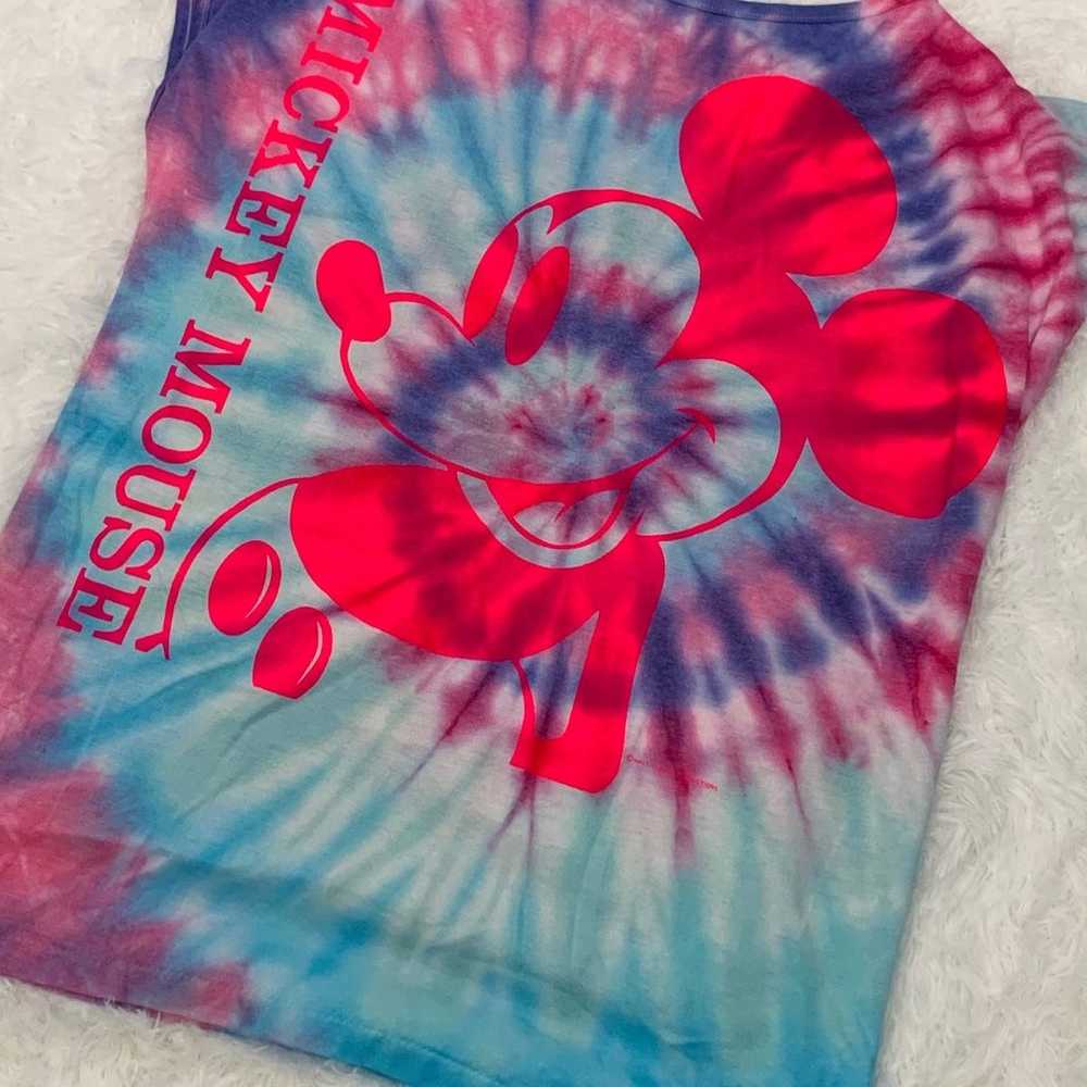 Vintage 90s Disney Neon Tye Dye Mickey by Velva S… - image 3