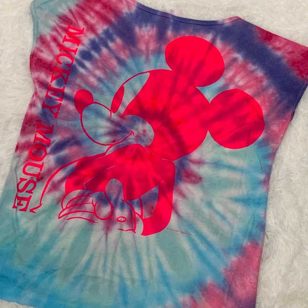 Vintage 90s Disney Neon Tye Dye Mickey by Velva S… - image 4