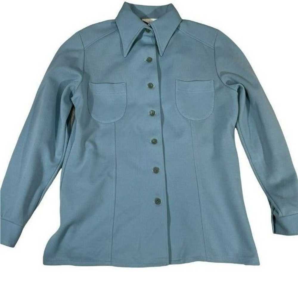 Jantzen Womens Shirt Jacket Blue Pockets Pointed … - image 8