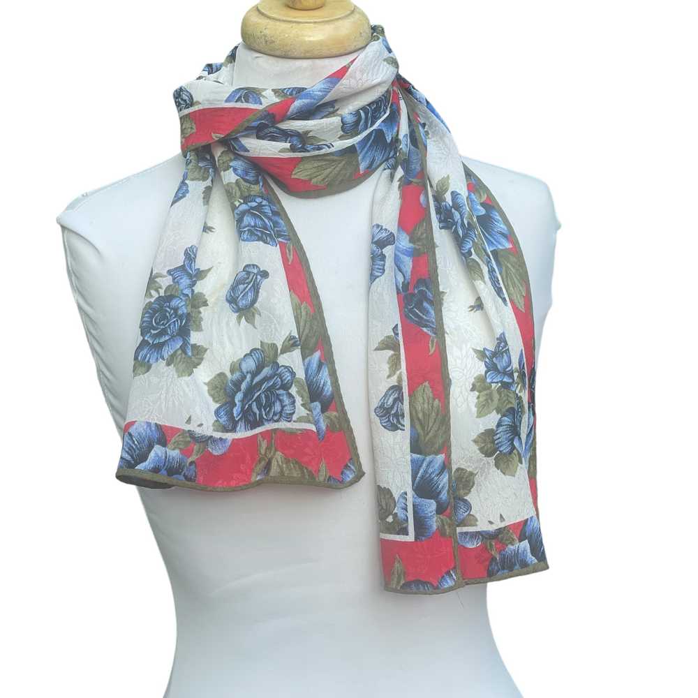 Albert Nipon Vintage 100% Silk Floral Scarf - image 11