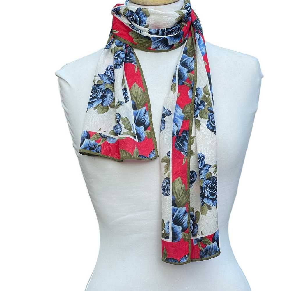 Albert Nipon Vintage 100% Silk Floral Scarf - image 12