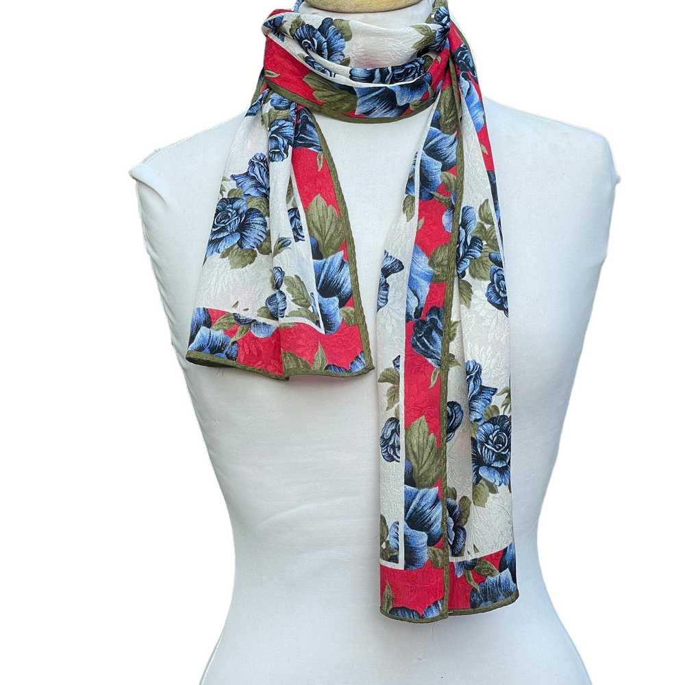 Albert Nipon Vintage 100% Silk Floral Scarf - image 1