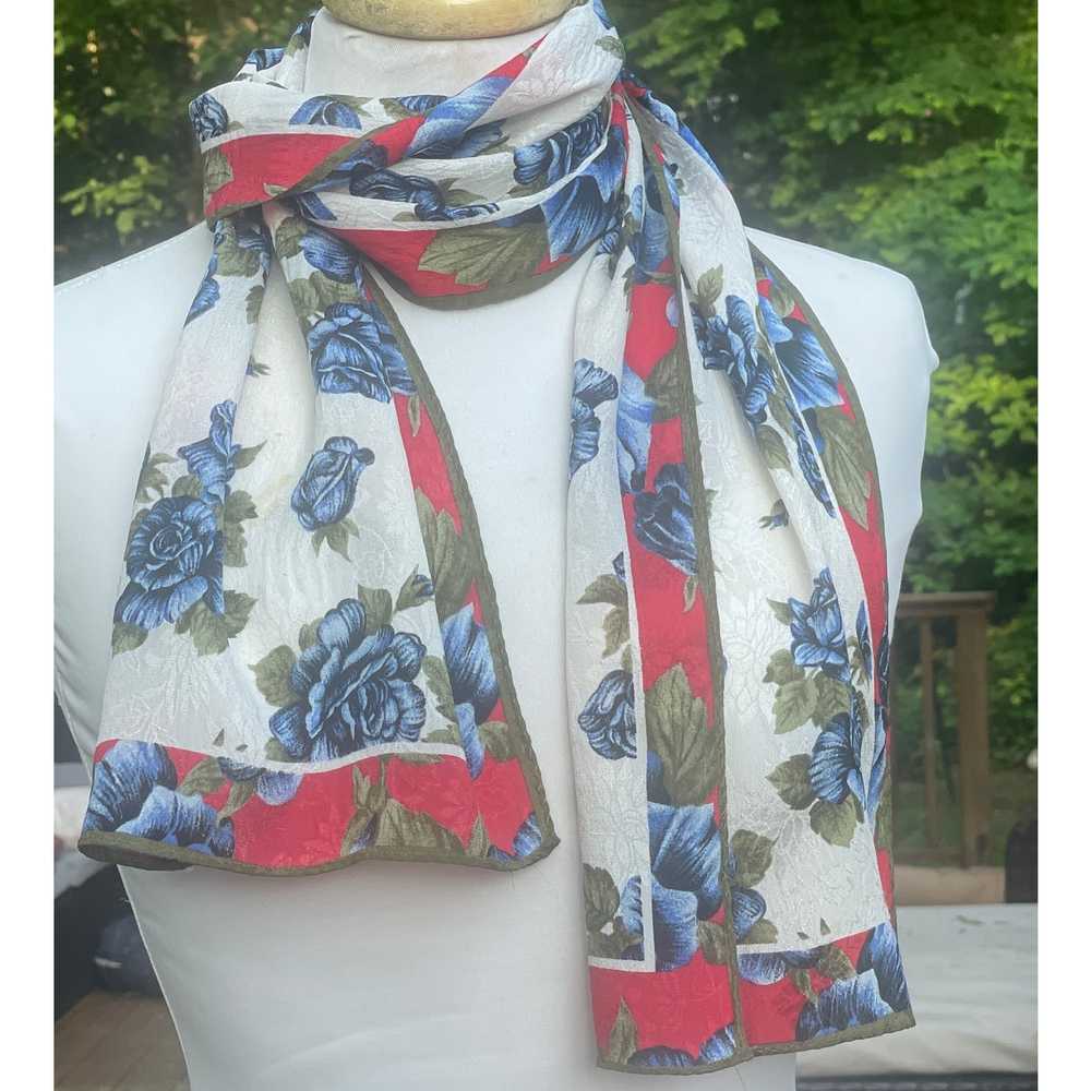 Albert Nipon Vintage 100% Silk Floral Scarf - image 4