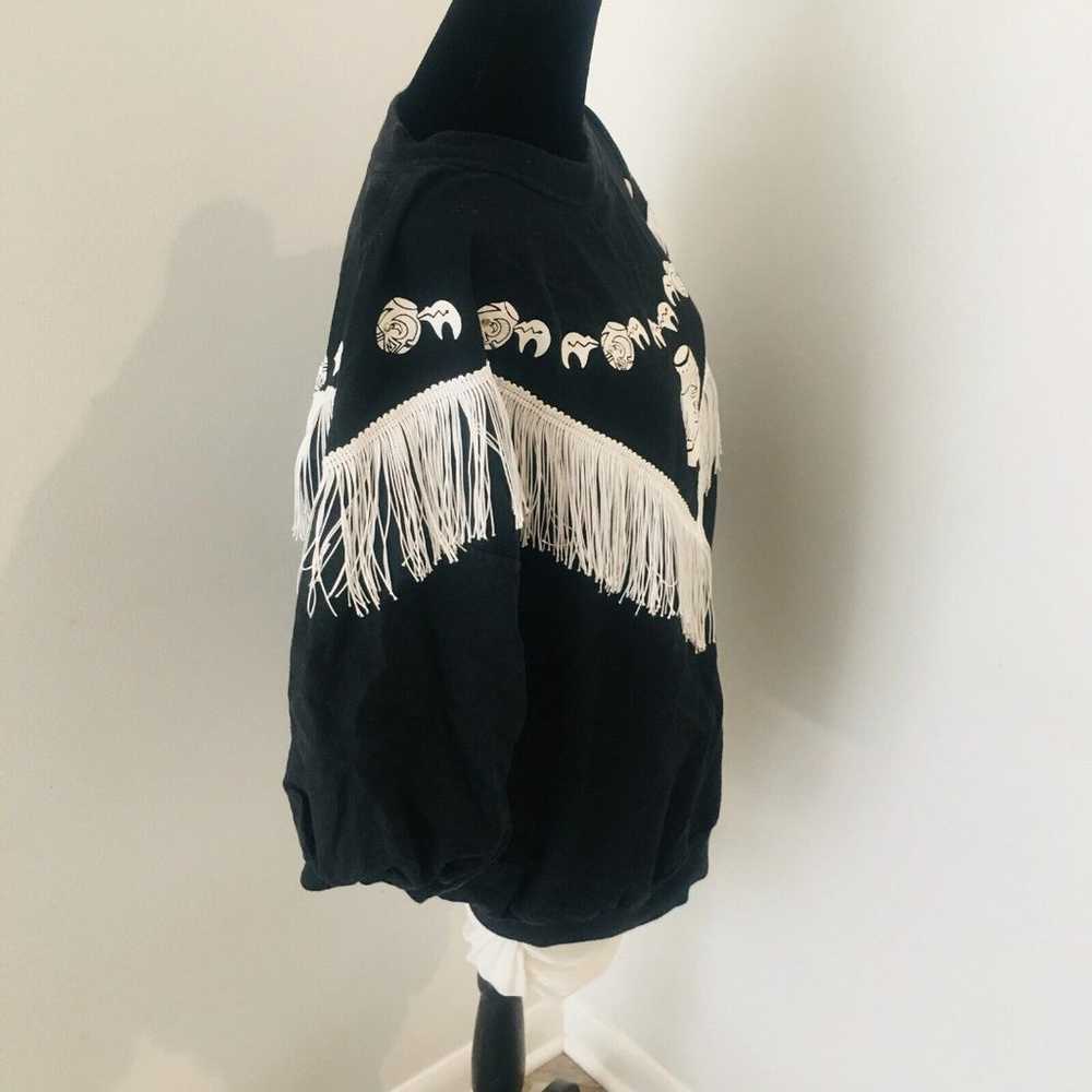 HAZELWOOD Vintage 80s Black Southwest White Fring… - image 2