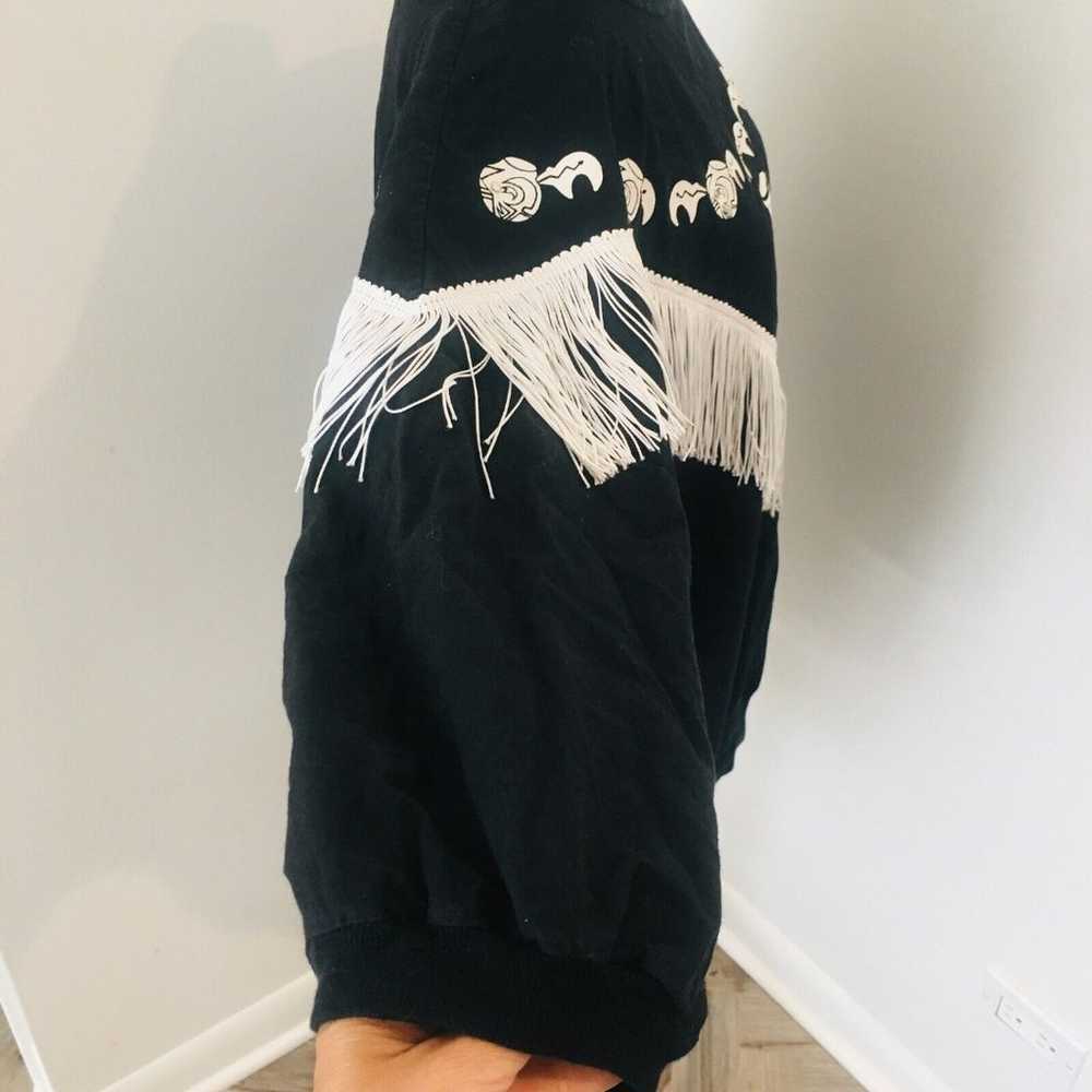 HAZELWOOD Vintage 80s Black Southwest White Fring… - image 3