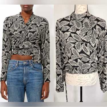 Sonia Rykiel Boho Feather Mock Neck Wrap Top Size… - image 1