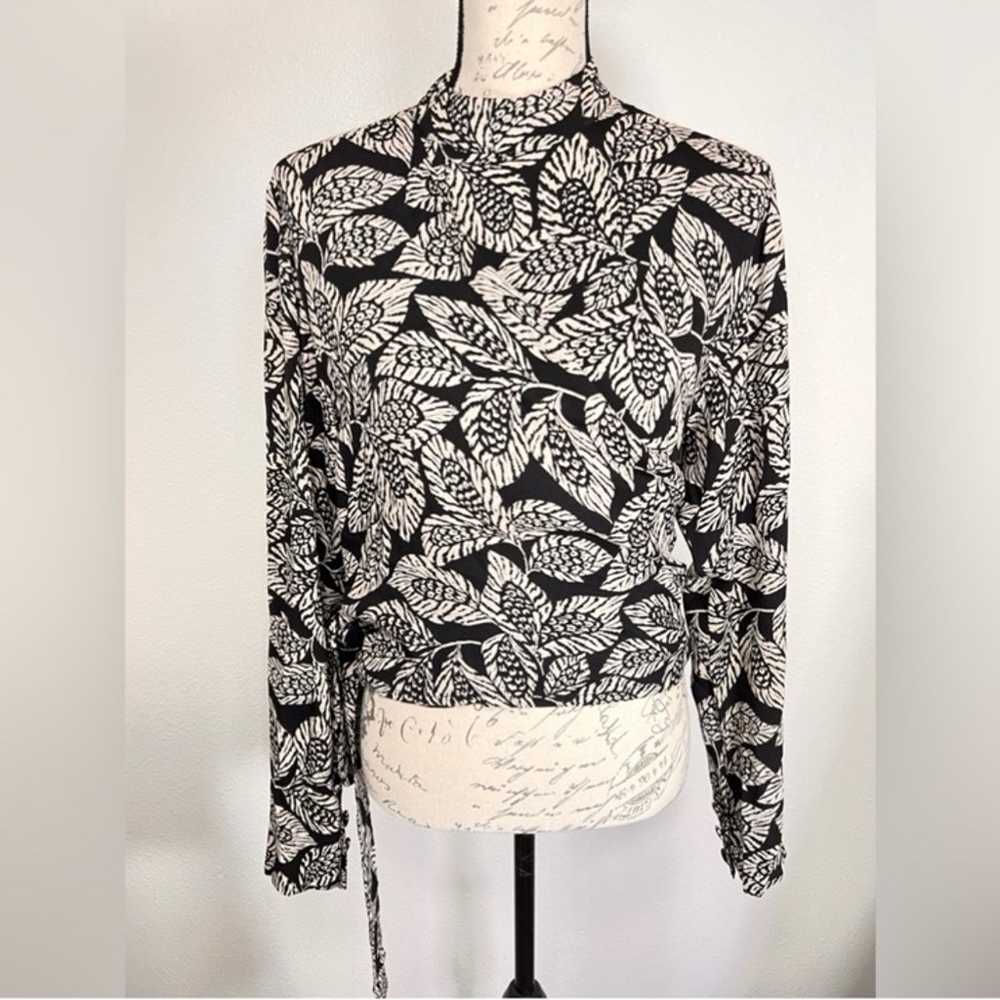 Sonia Rykiel Boho Feather Mock Neck Wrap Top Size… - image 3