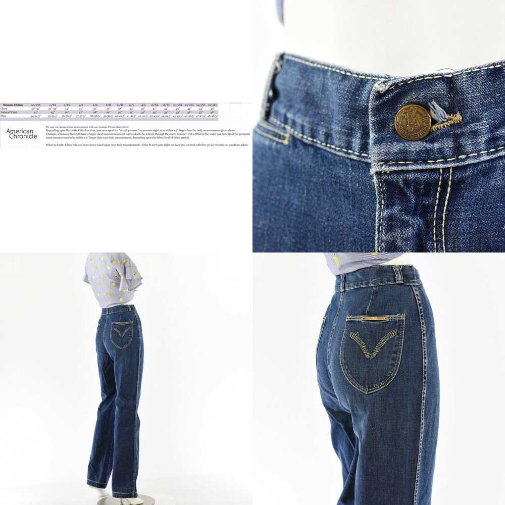 HIGH 70s Vintage Dark Stone Wash High Waist Jeans… - image 3