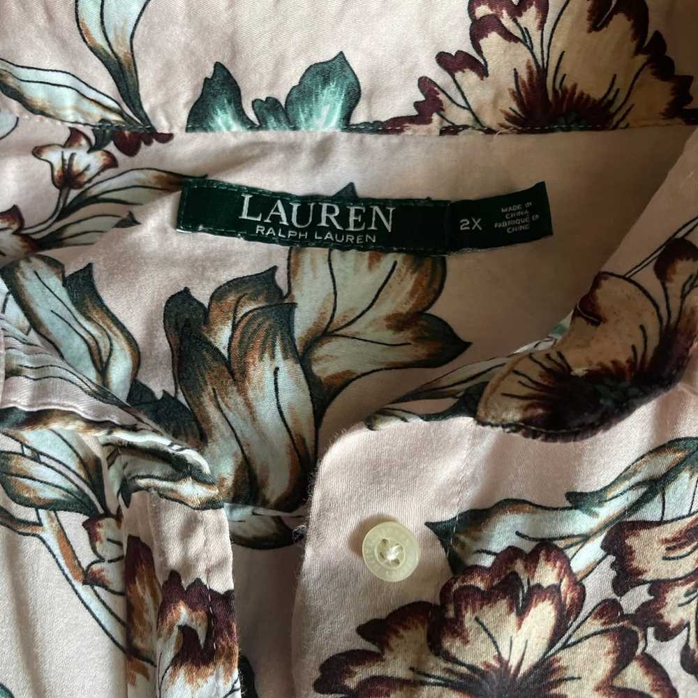 Ralph Lauren pink/brown floral buttton up blouse … - image 2