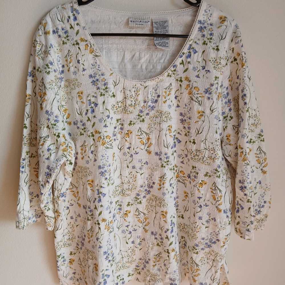 White Stag floral cotton blend top G19 - image 10