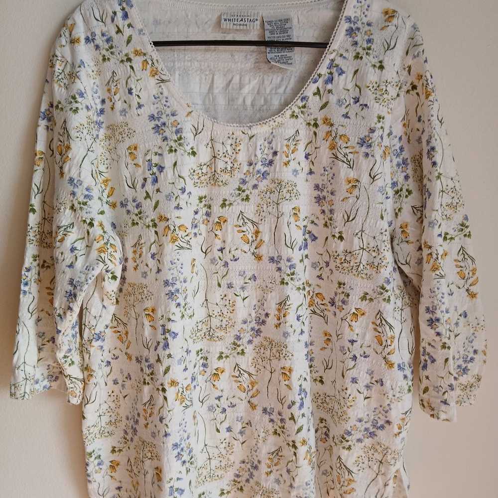 White Stag floral cotton blend top G19 - image 1