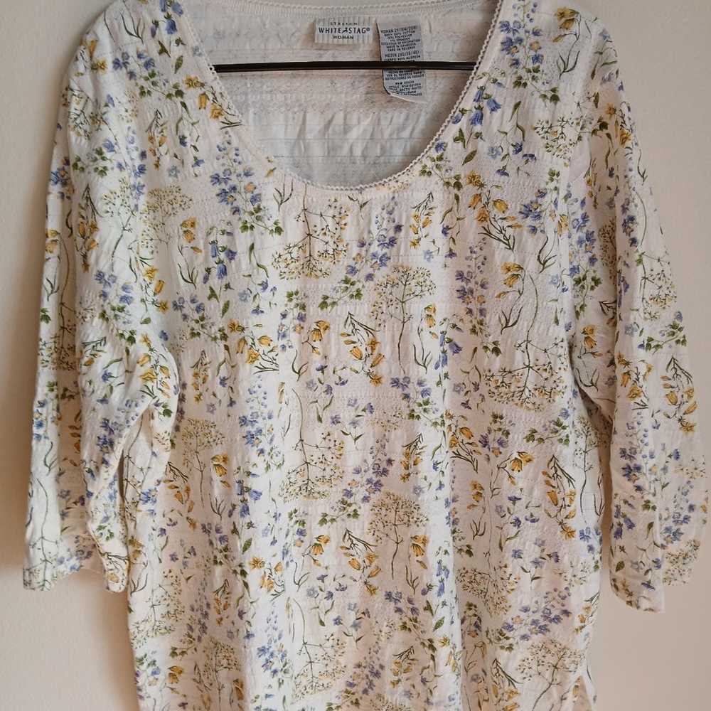 White Stag floral cotton blend top G19 - image 2