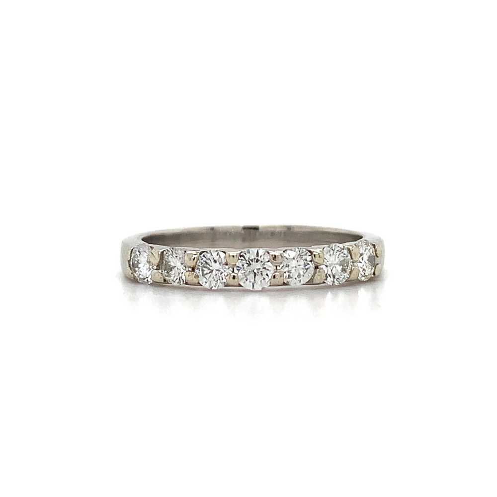 14K White Gold Round White Diamond Half Eternity … - image 1