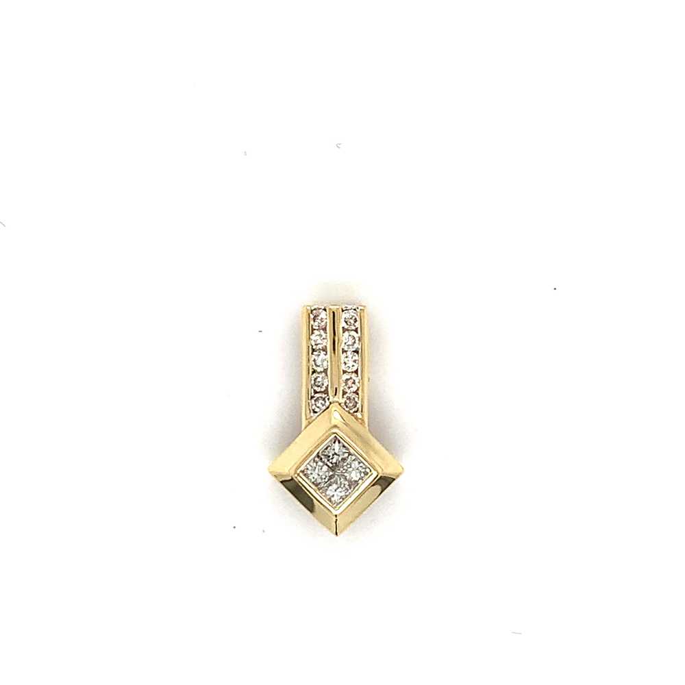 14k Yellow Gold Princess Cut Diamonds Center W/ R… - image 1