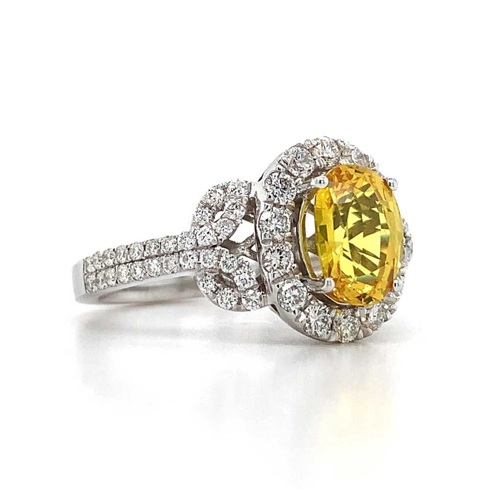 14k White Gold Oval Yellow Sapphire W/ Round Diam… - image 2