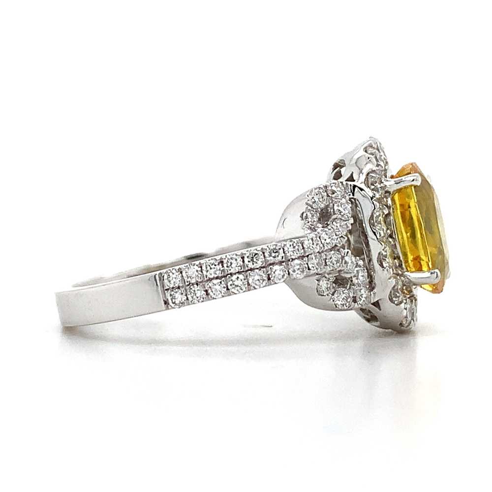 14k White Gold Oval Yellow Sapphire W/ Round Diam… - image 3