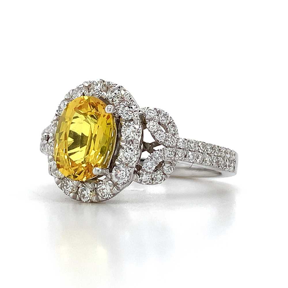 14k White Gold Oval Yellow Sapphire W/ Round Diam… - image 8