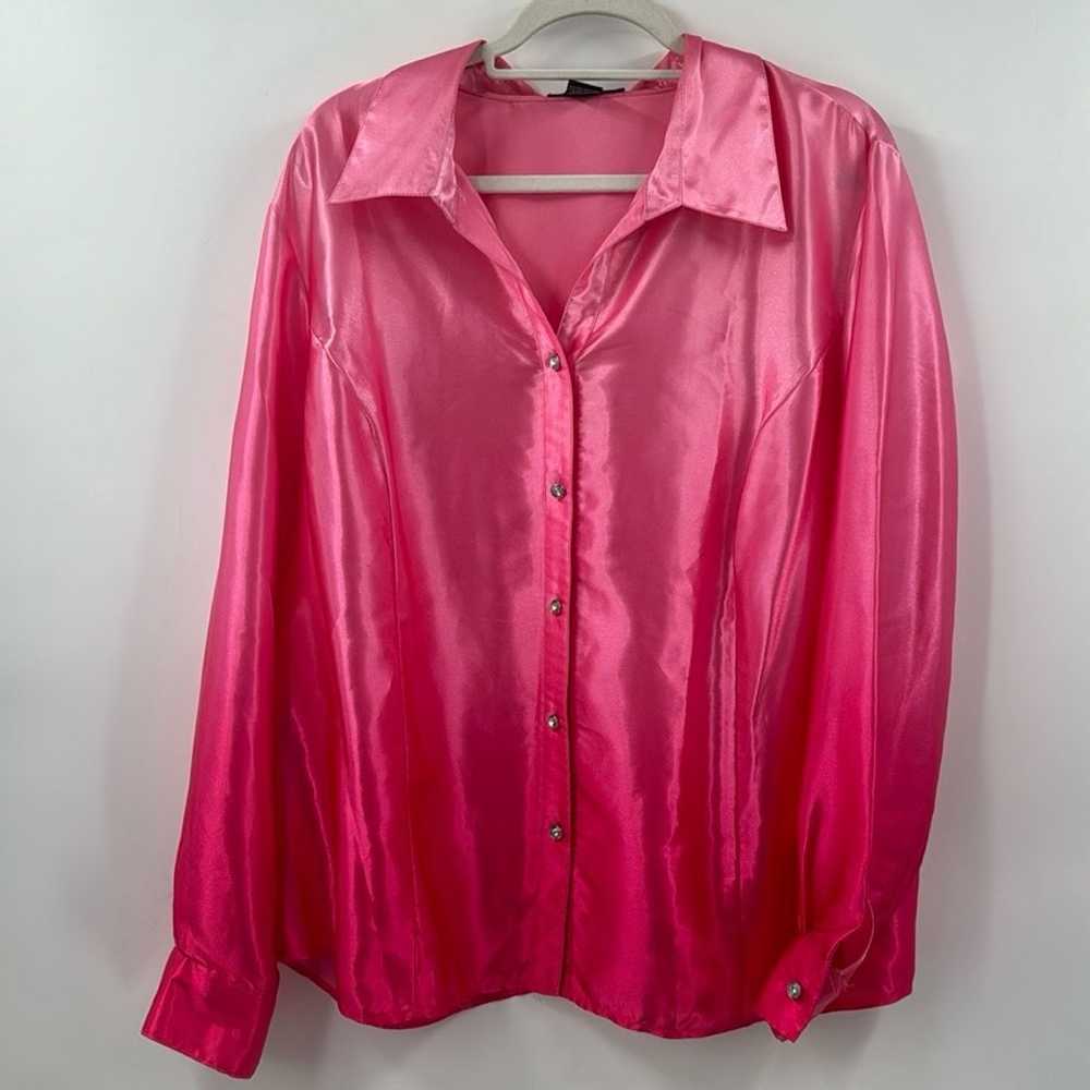 Vintage Y2K ombré Barbie core pink button down bl… - image 1