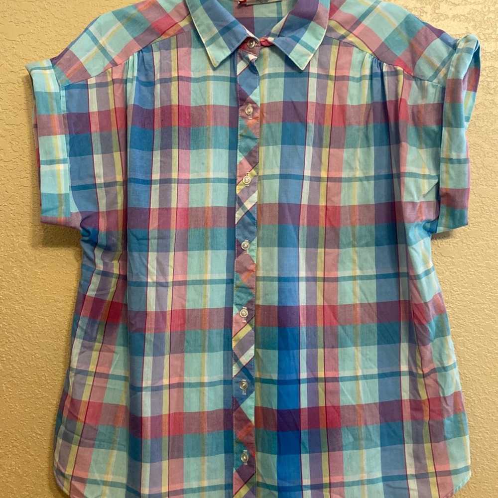 Vintage pastel plaid print shirt - image 1