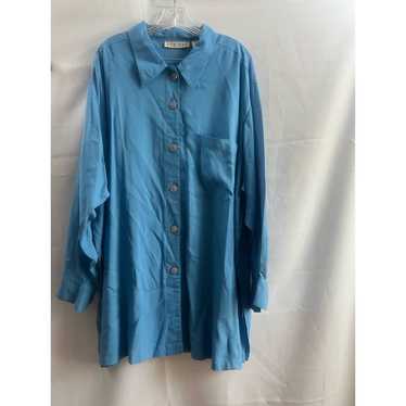 Venezia Womens Plus Size Button Up Top 22-24 blue - image 1