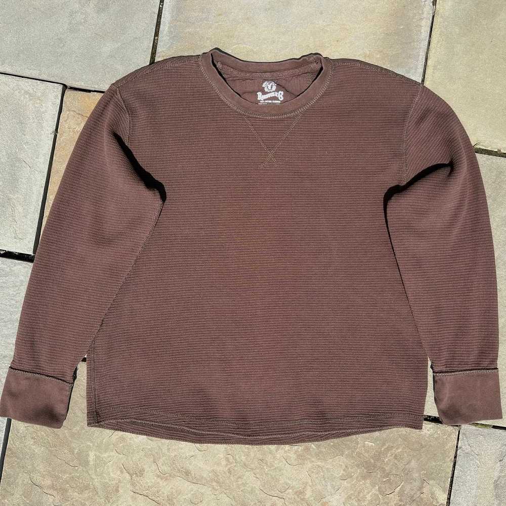 Y2K Brown Waffle Knit Thermal - image 1