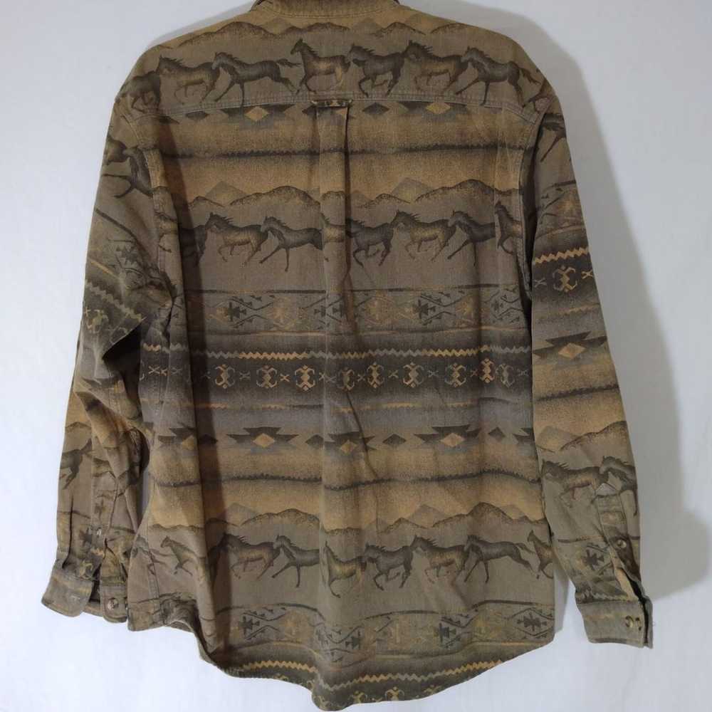 VINTAGE Womens Cabelas Aztec Running Horses Flann… - image 2