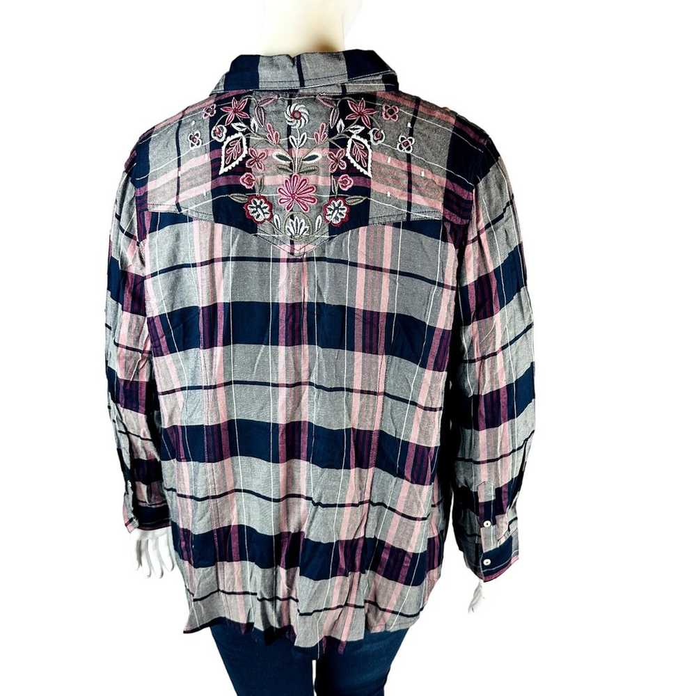 Vintage America Womans Sz 2X Plus Blouse Plaid Lo… - image 10