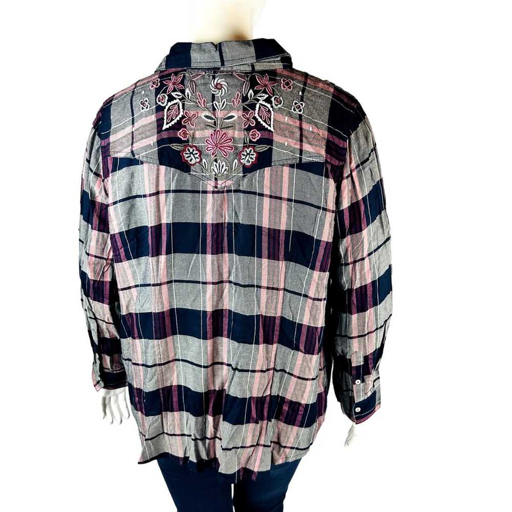 Vintage America Womans Sz 2X Plus Blouse Plaid Lo… - image 7