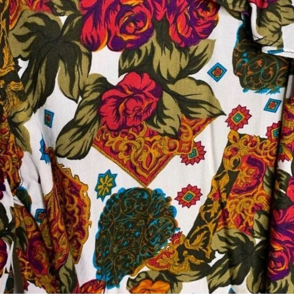 Laura Katherine Vintage 1980s Floral Ruffle Front… - image 3