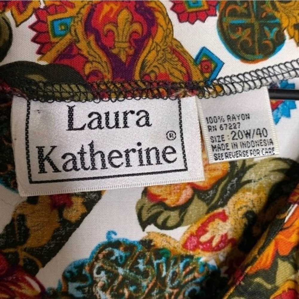 Laura Katherine Vintage 1980s Floral Ruffle Front… - image 4