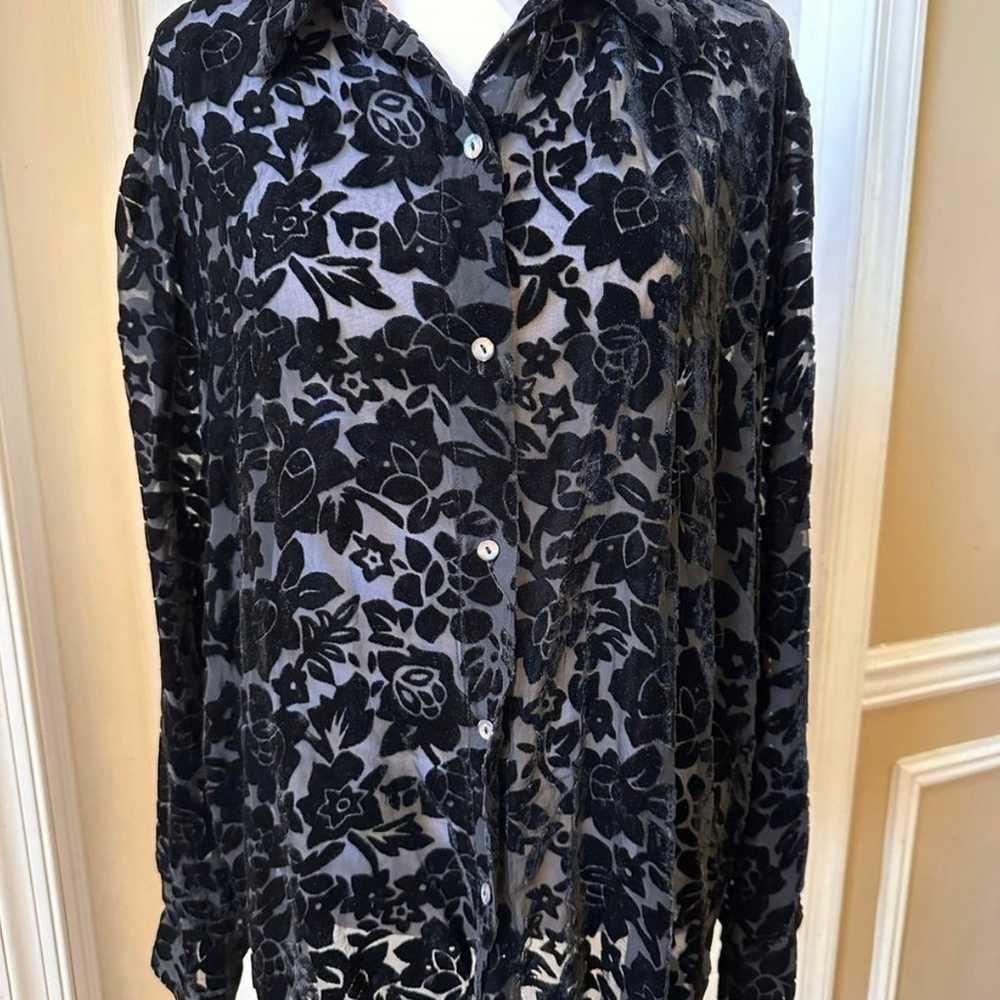 Suchada Vintage 90's Silk/Rayon Velvet Burnout Or… - image 3