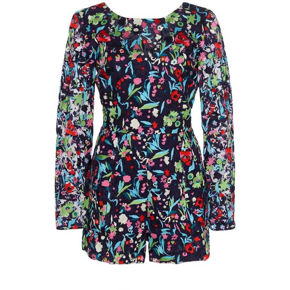 SALONI Florence Playsuit Size 6 Navy Blue Floral … - image 1