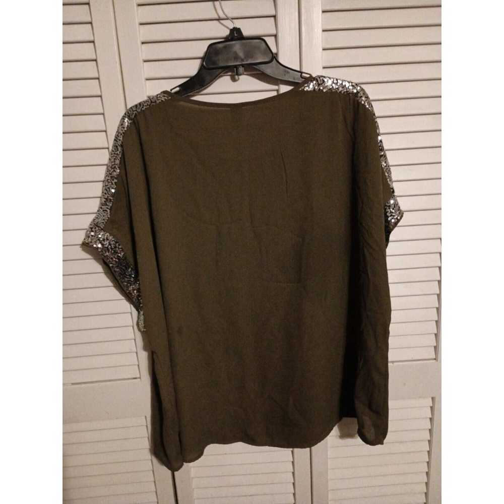 Shein Curve Womens Blouse Size 3XL Green Glitter … - image 2