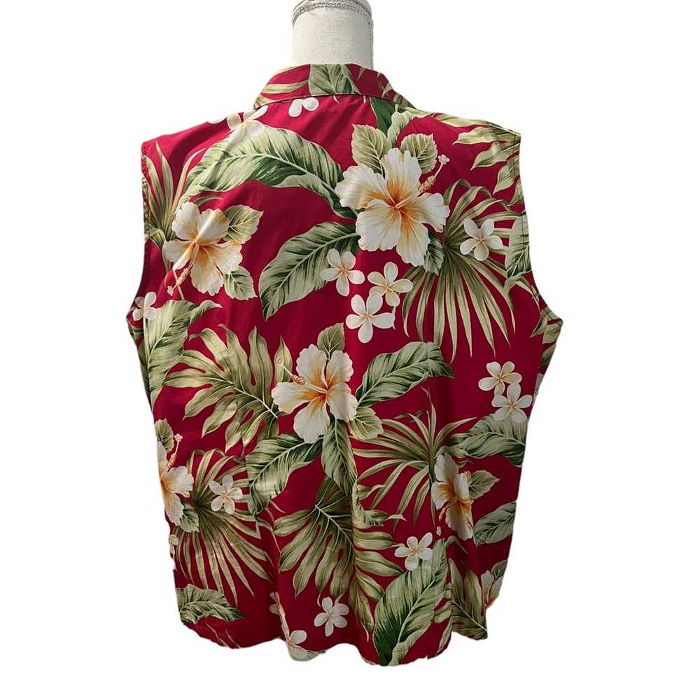 Vintage Bishop St. Red Floral Hawaiian Print Slee… - image 3