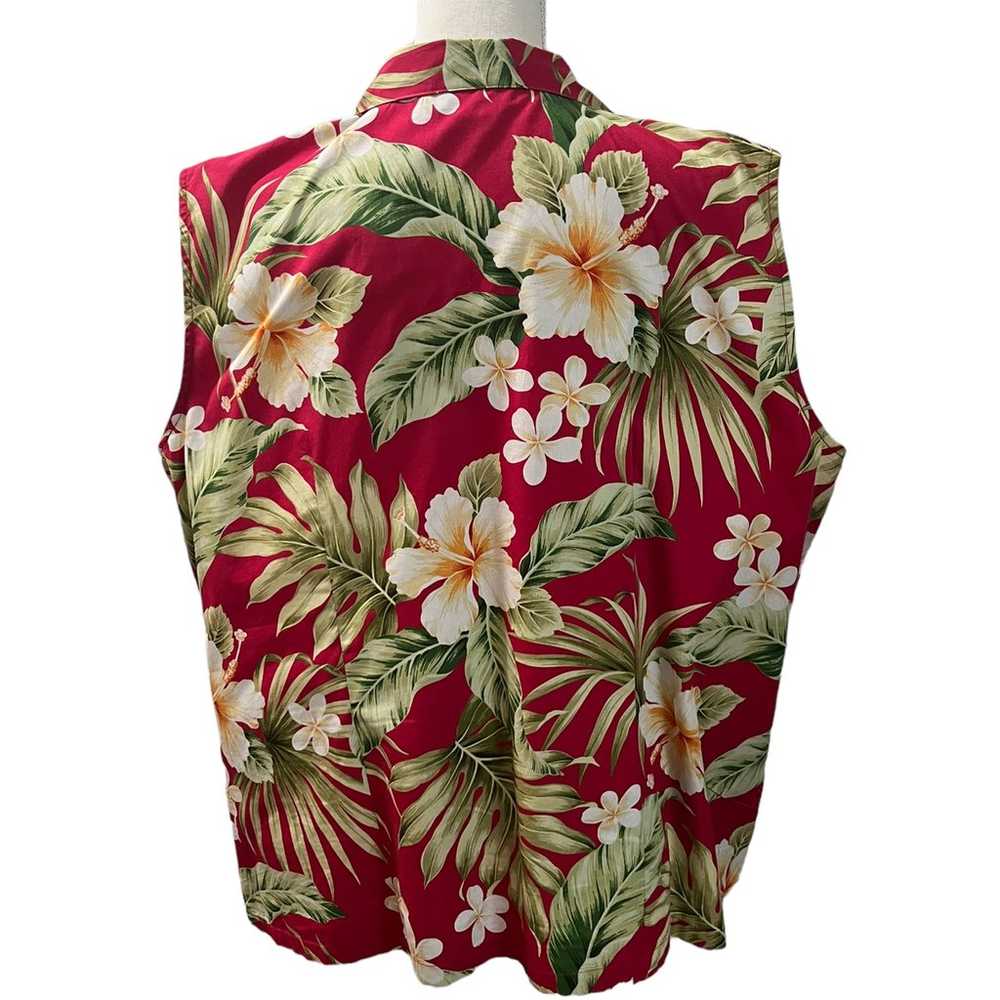 Vintage Bishop St. Red Floral Hawaiian Print Slee… - image 4