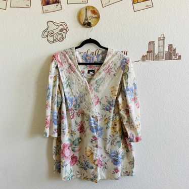 Lynn B Vintage Floral Button Up Blouse - image 1